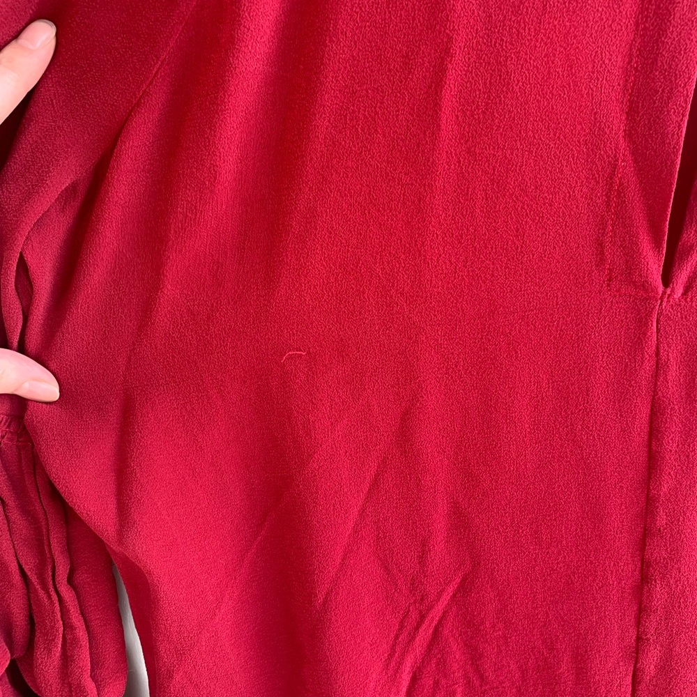 Vivienne Tam Red Silk Sheer Blouse Puffy Sleeves Vintage 90s - Picture 6 of 8
